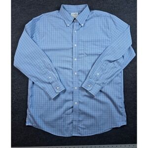 L.L.Bean Men's Blue Plaid Button Down Dress Shirt Slightly Fitted Size L